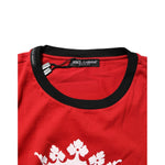 Dolce & Gabbana Red Logo Crown Cotton Short Sleeves T-shirt with crew neck detail, made in Italy, showcasing luxury and style.