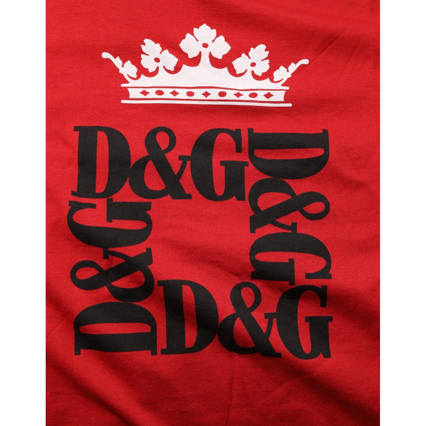 Dolce & Gabbana Red Logo Crown Cotton Short Sleeves T-shirt with iconic logo and crown design for luxury and style.