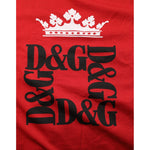 Dolce & Gabbana Red Logo Crown Cotton Short Sleeves T-shirt with iconic logo and crown design for luxury and style.