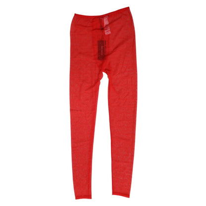 Dolce & Gabbana Red Nylon Logo Lace Leggings Pants Underwear, luxurious Italian design, mid-rise, soft nylon-elastane, stylish.