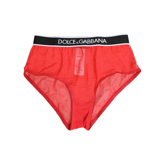 Dolce & Gabbana Red Nylon Logo Waistband Brief Panty Underwear with signature logo waistband, made in Italy.