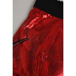 Dolce & Gabbana Red Polyester High Waist Girdle Women Underwear with shiny finish and black waistband, showcasing luxury fabric detail.