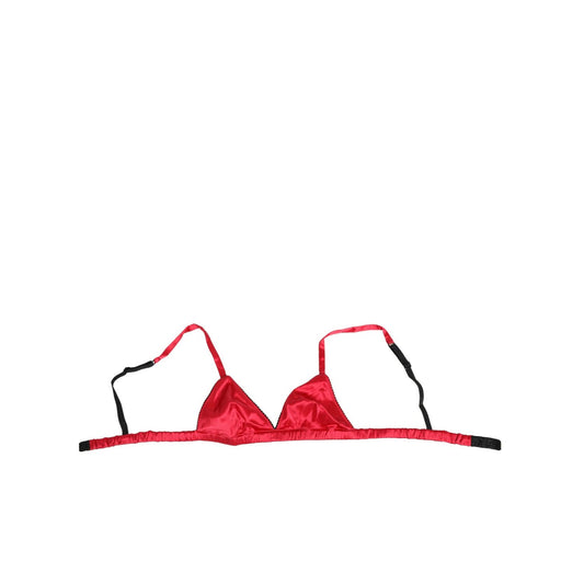 Dolce & Gabbana Red Silk Satin Triangle Soft Cup Br Underwear, elegant red silk bra with soft cups and hook closure.