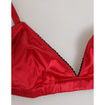 Dolce & Gabbana Red Silk Satin Triangle Soft Cup Br Underwear in elegant red silk with soft cups and intricate detailing.