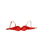 Dolce & Gabbana Red Silk Satin Underwire Bra Semi-Pad Underwear on white background, luxurious balconette style with logo detail.