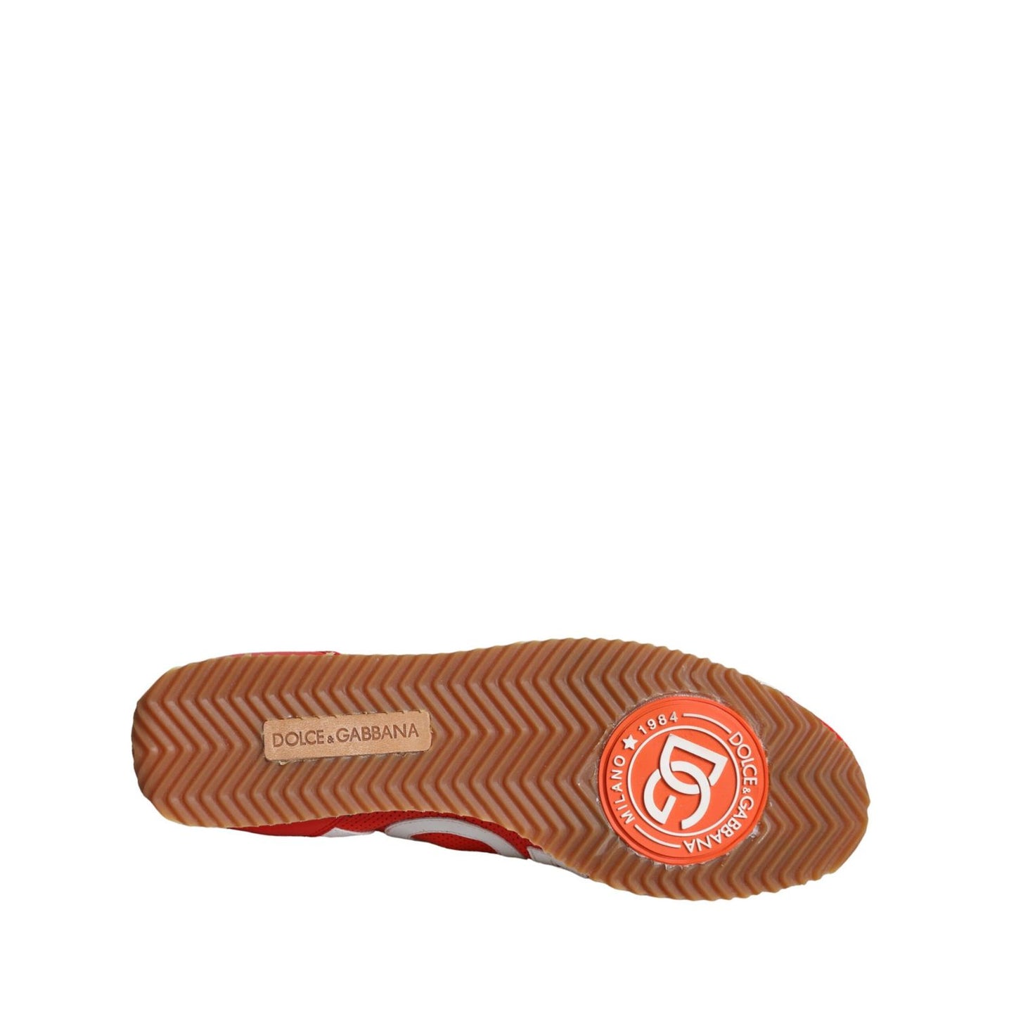 Dolce & Gabbana Red White Leather Logo Casual Sneakers Shoes