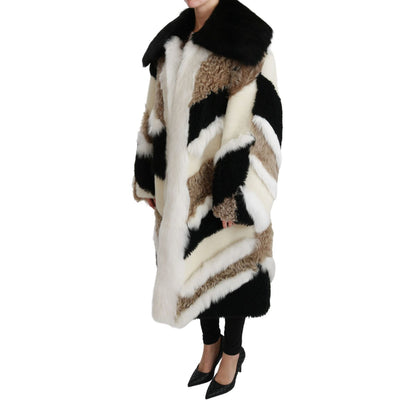 Dolce & Gabbana Sheep Fur Shearling Cape Jacket Coat