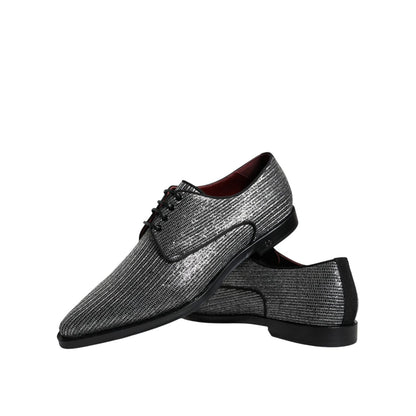 Dolce & Gabbana Silver Polyurethane Derby Formal Dress Shoes