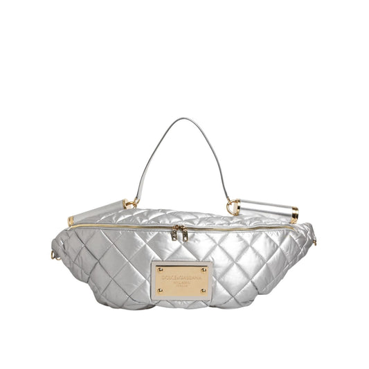 Dolce & Gabbana Silver Quilted Filled Crossbody Shoulder Bag SICILY Bag BAG4732