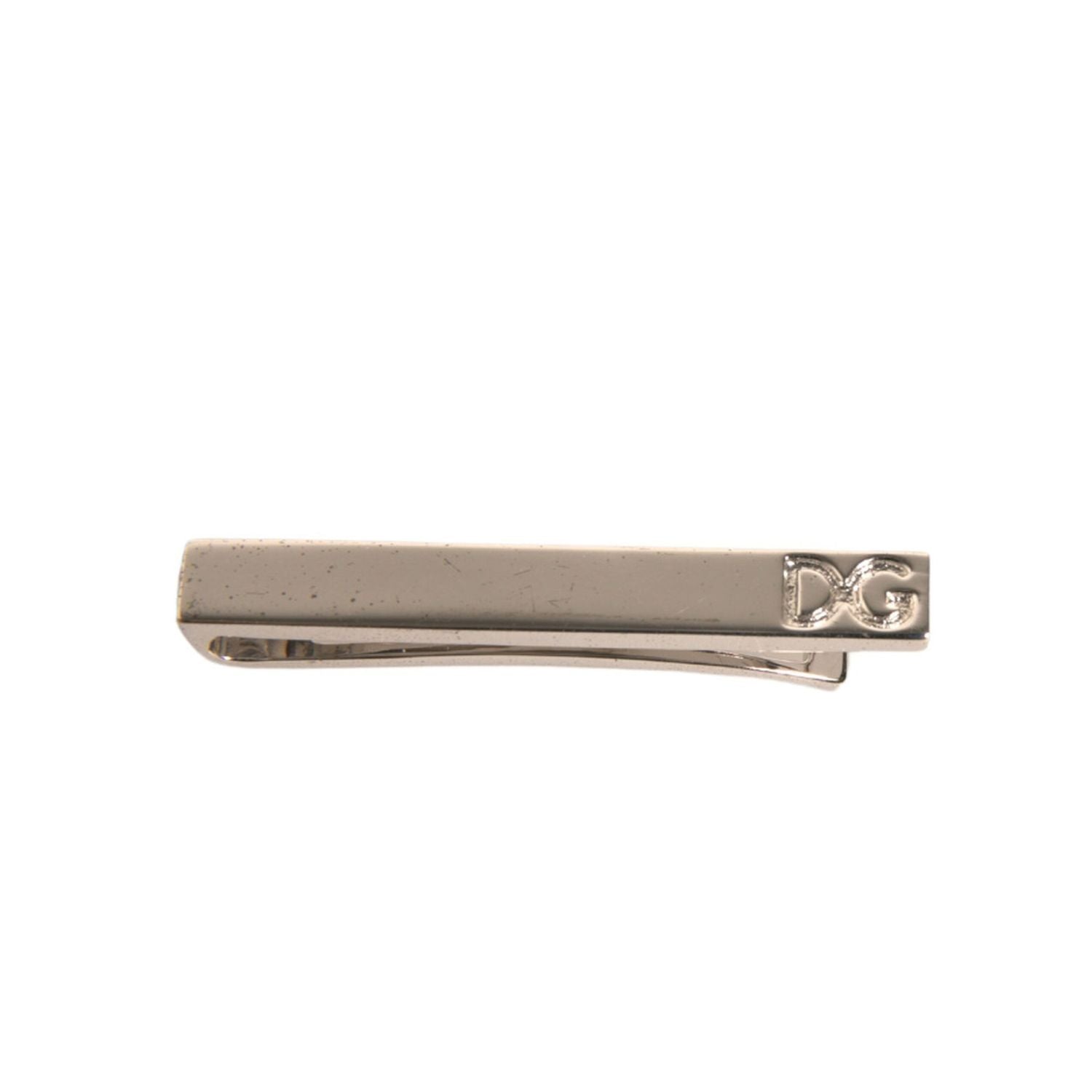Dolce & Gabbana Silver Tone Brass Logo Branded Tie Clip Bar