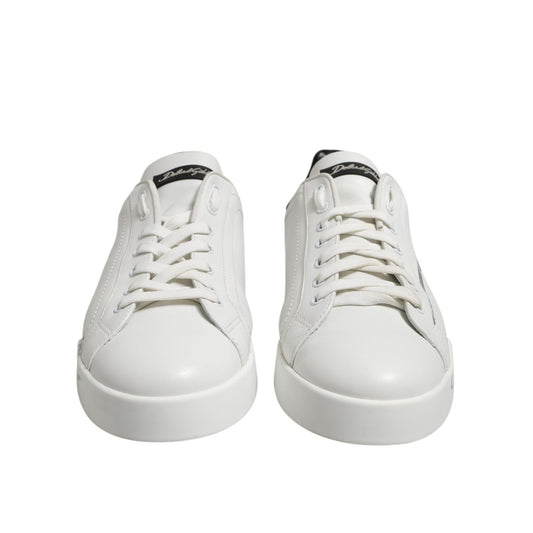 Dolce & Gabbana White Black Logo Low Top Leather Sneakers Shoes MV7456-39
