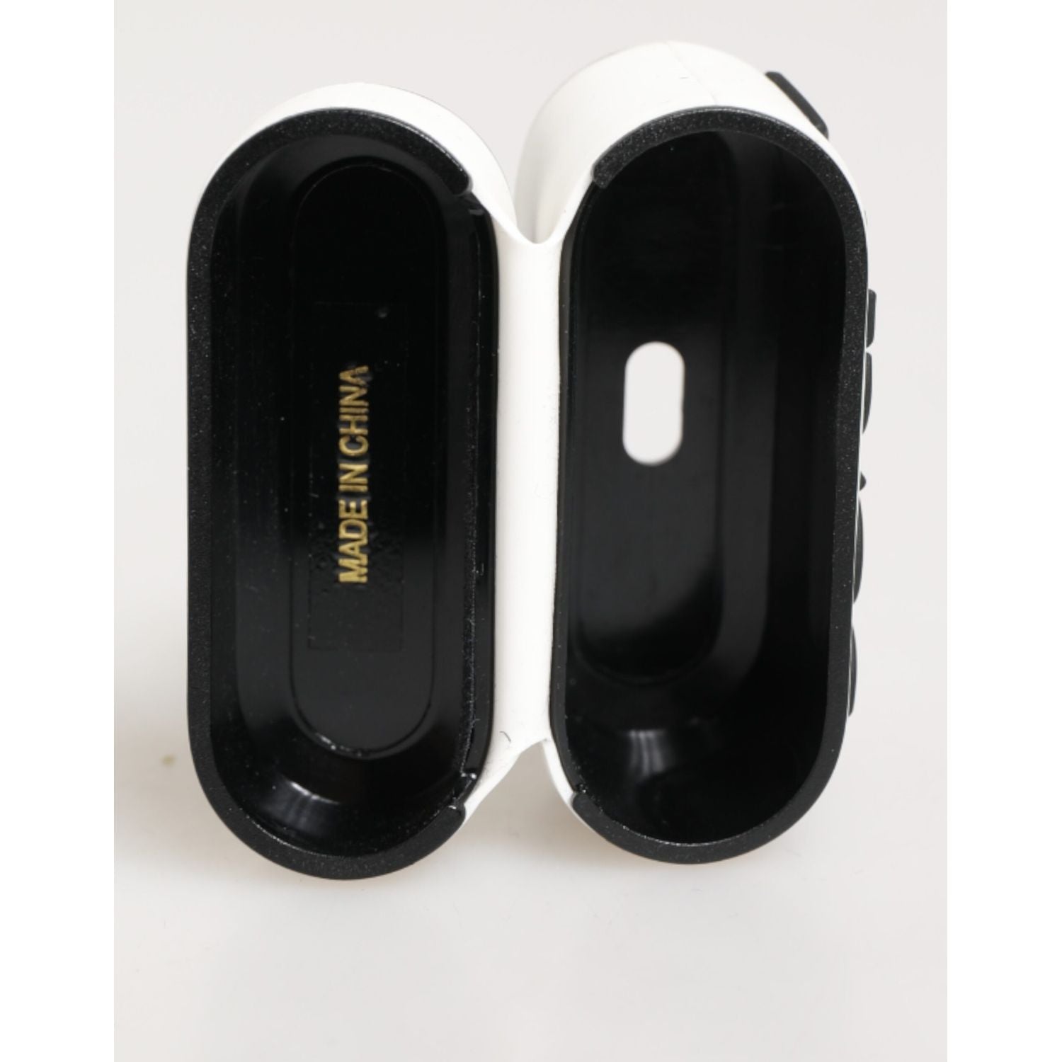 Dolce & Gabbana White Black Rubber Logo Embossed Accessory Airpods Case
