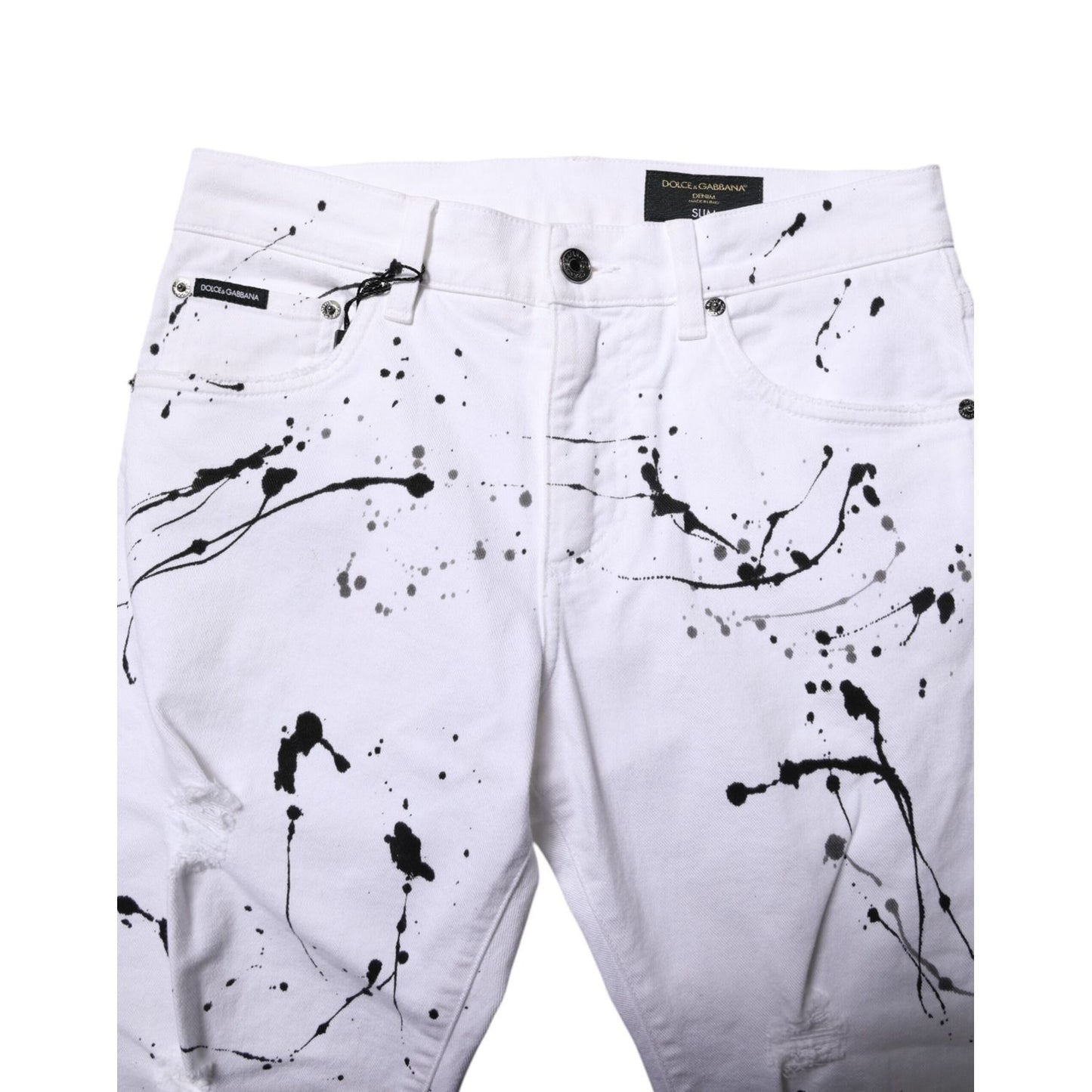 Dolce & Gabbana White ColorSplash Skinny Denim Jeans
