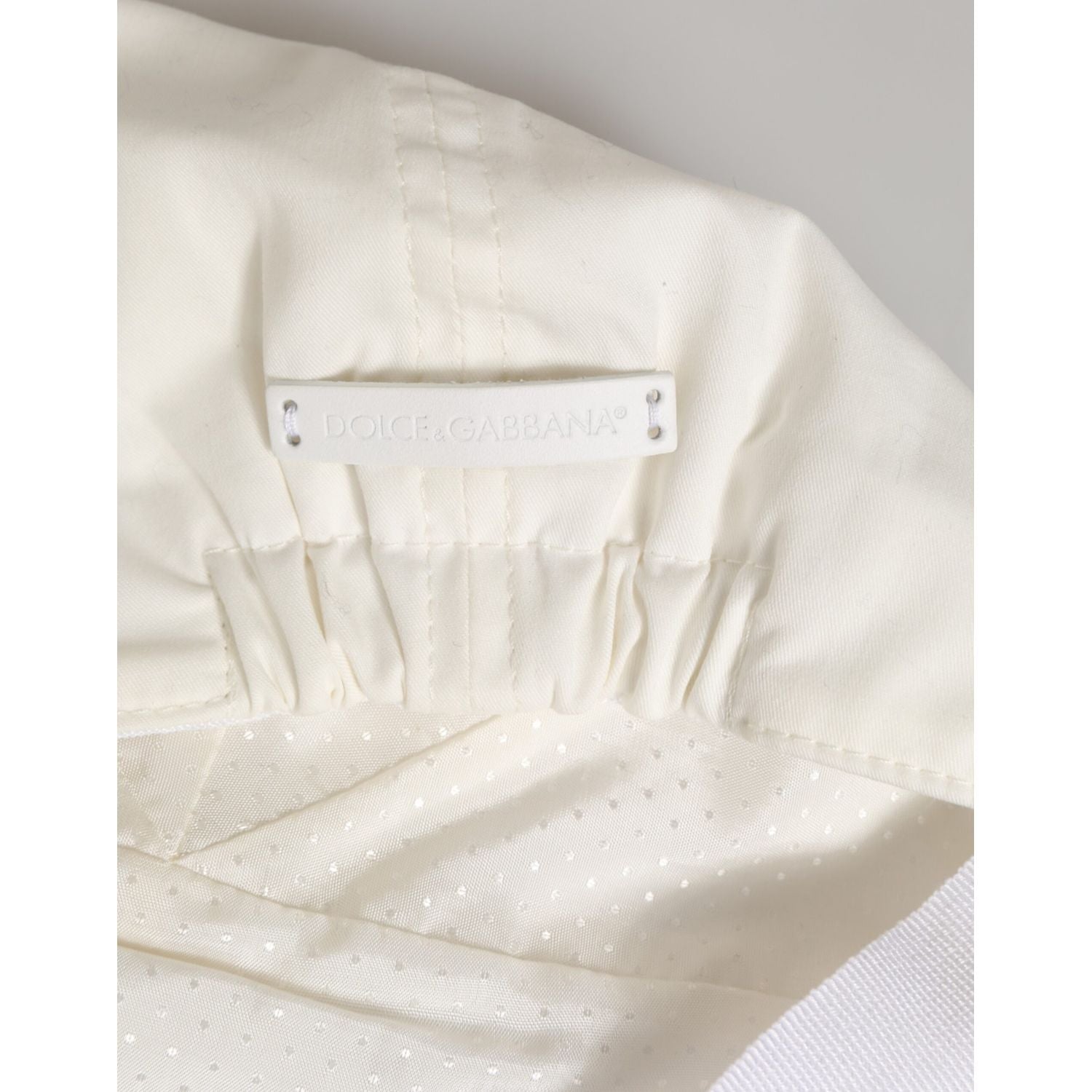 Dolce & Gabbana White Cotton Blend Leather Trim Flat Men Cap Hat