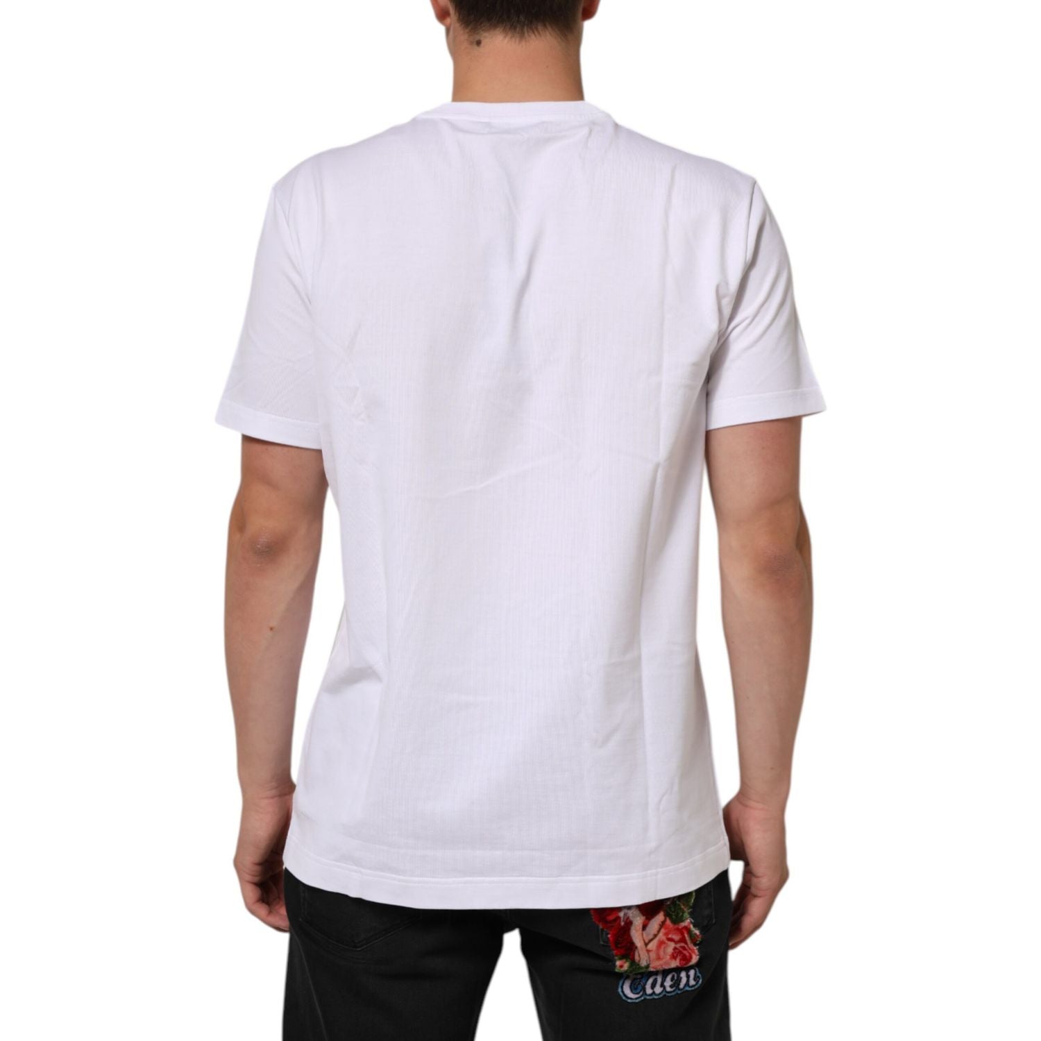 Dolce & Gabbana White Cotton Crew Neck Short Sleeves T-shirt