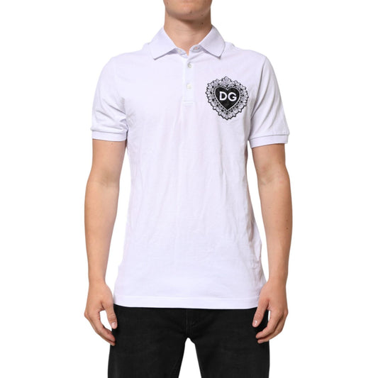 Dolce & Gabbana White Cotton DG Heart Logo Embroider T-shirt TSH90619-52