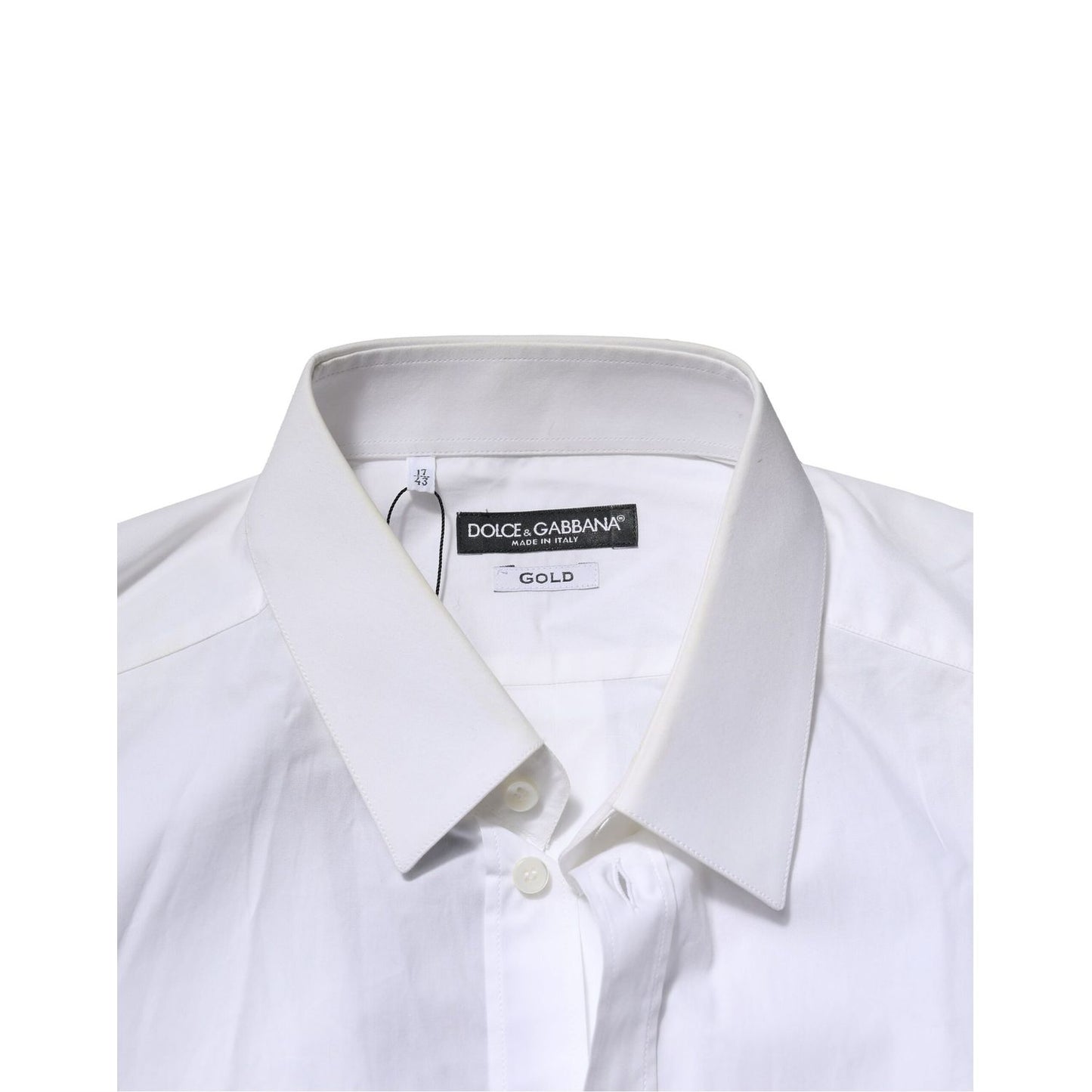 Dolce & Gabbana White Cotton GOLD Long Sleeves Dress Men Shirt