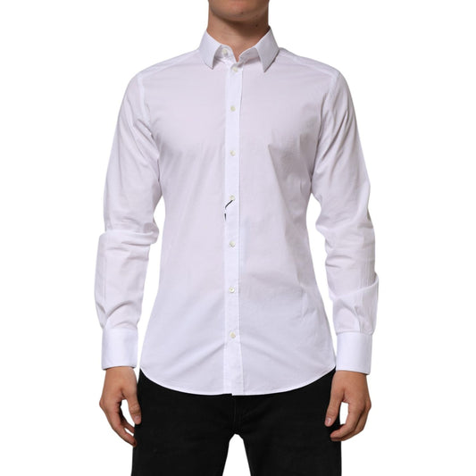 Dolce & Gabbana White Cotton GOLD Long Sleeves Formal Men Shirt TSH90814-40
