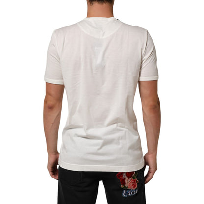 Dolce & Gabbana White Cotton Goodluck 2020 Crew Neck T-shirt