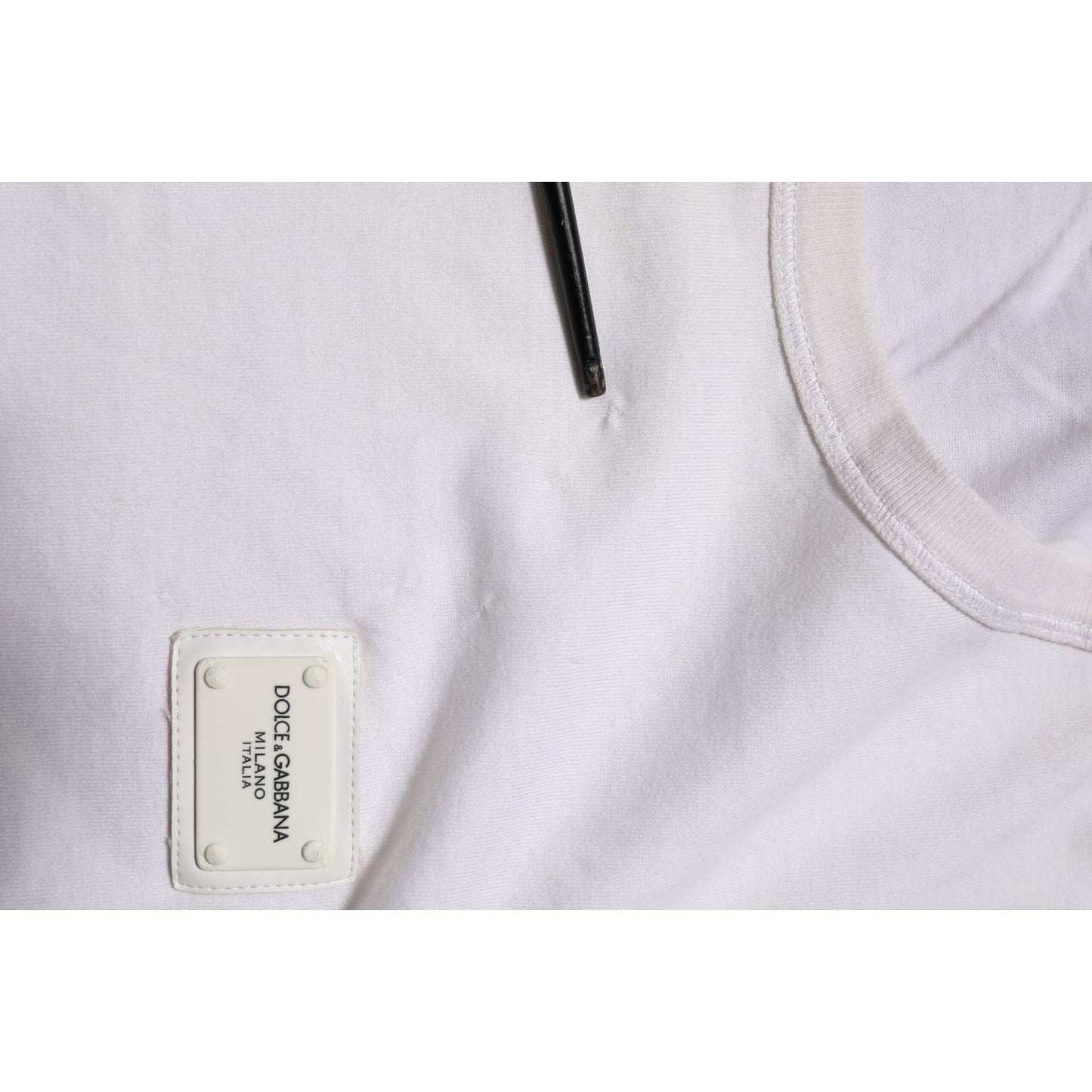 Dolce & Gabbana White Cotton Logo Patch Crew Neck Men T-shirt