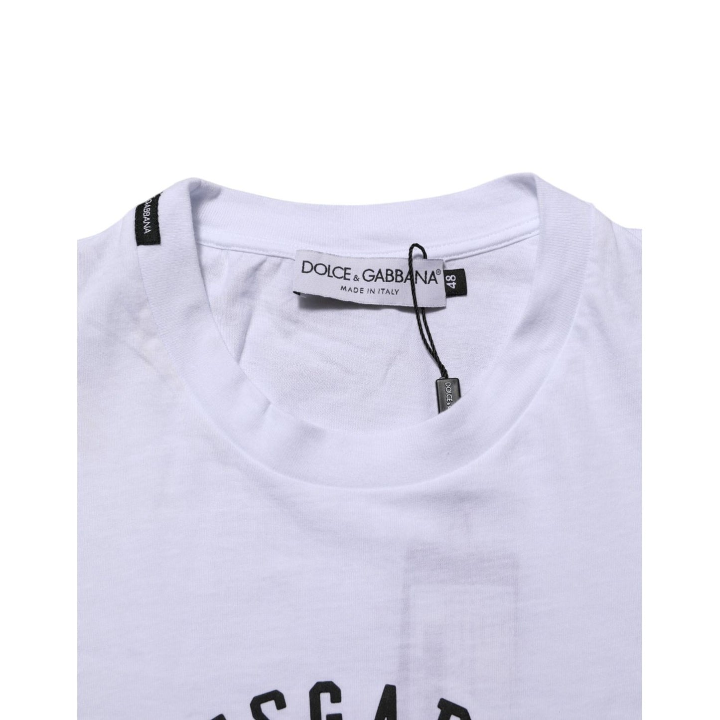 Dolce & Gabbana White Cotton Logo Print Crew Neck T-shirt