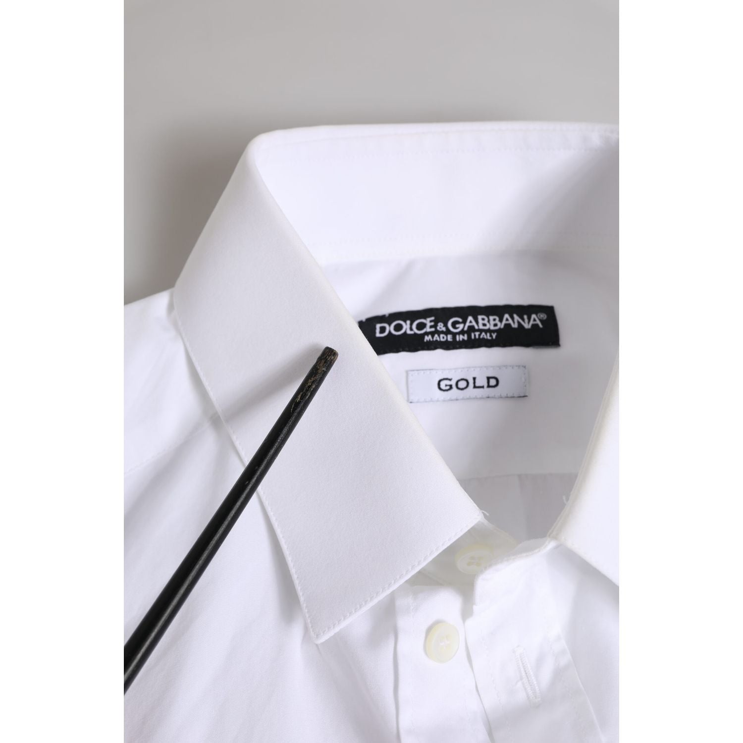 Dolce & Gabbana White Cotton Long Sleeves GOLD Formal Shirt