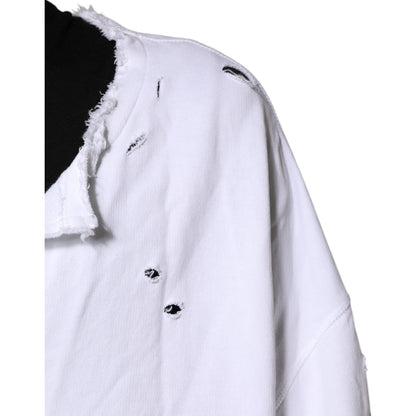 Dolce & Gabbana White Cotton Men Pullover Sweatshirt Sweater