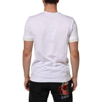 Back view of a Dolce & Gabbana White Cotton Pocket Short Sleeves Men T-shirt, featuring short sleeves and a regular fit.