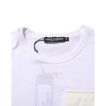 Dolce & Gabbana White Cotton Pocket Short Sleeves Men T-shirt with crew neckline and luxury design.