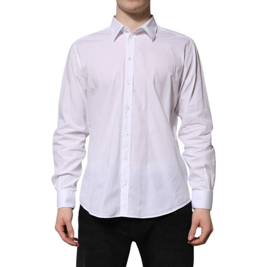 Dolce & Gabbana White Cotton STAFF Long Sleeves Forma Shirt TSH91344-40