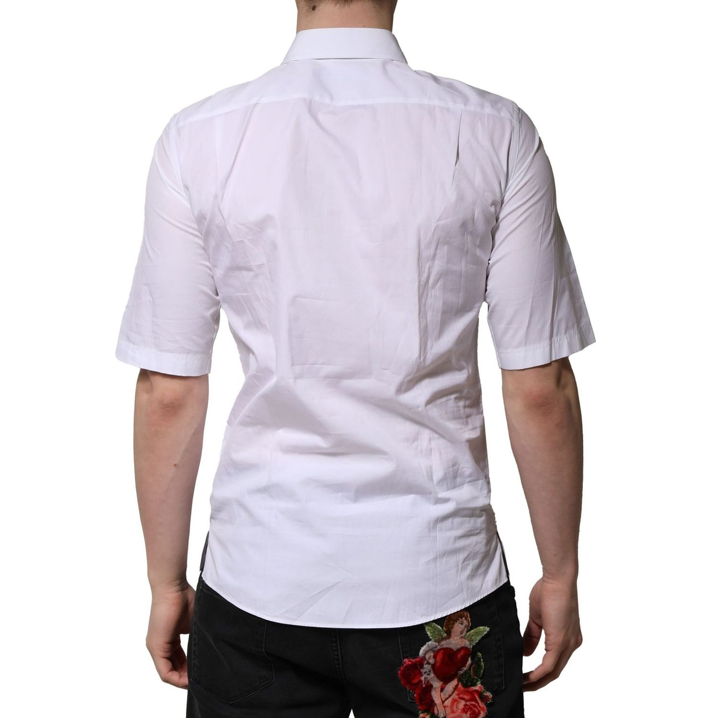 Dolce & Gabbana White Cotton Short Sleeves Men Formal Shirt