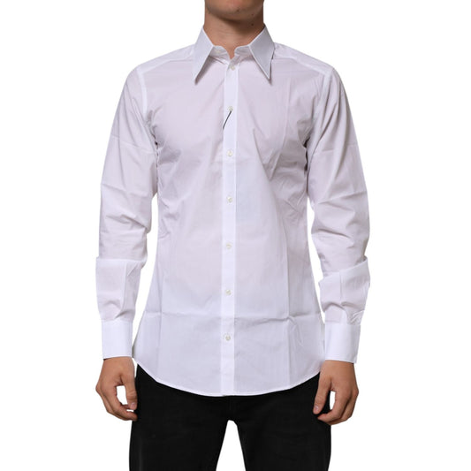 Dolce & Gabbana White Cotton Slim Fit Dress Formal Men Shirt TSH90816-40