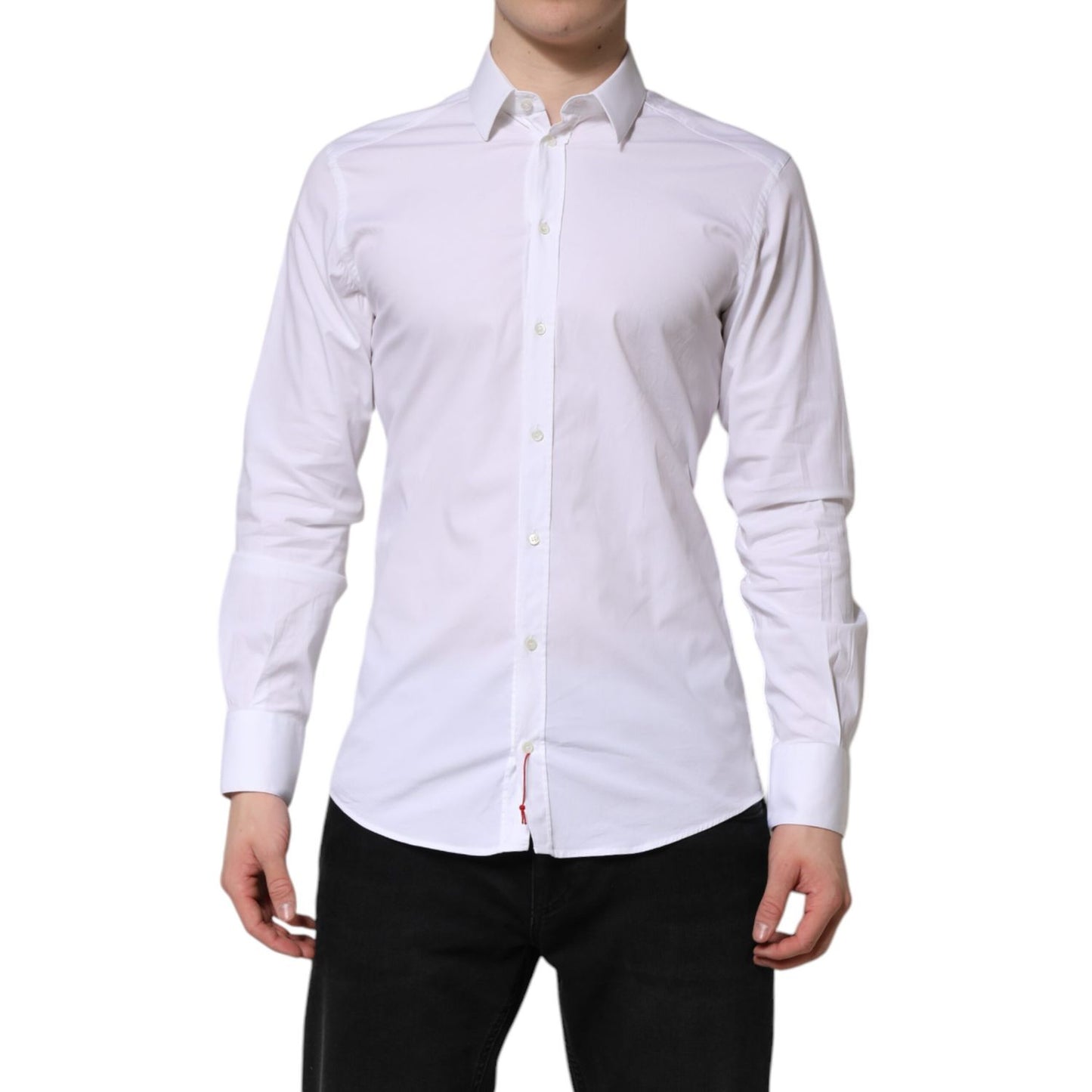 Dolce & Gabbana White GOLD Cotton Dress Formal Shirt
