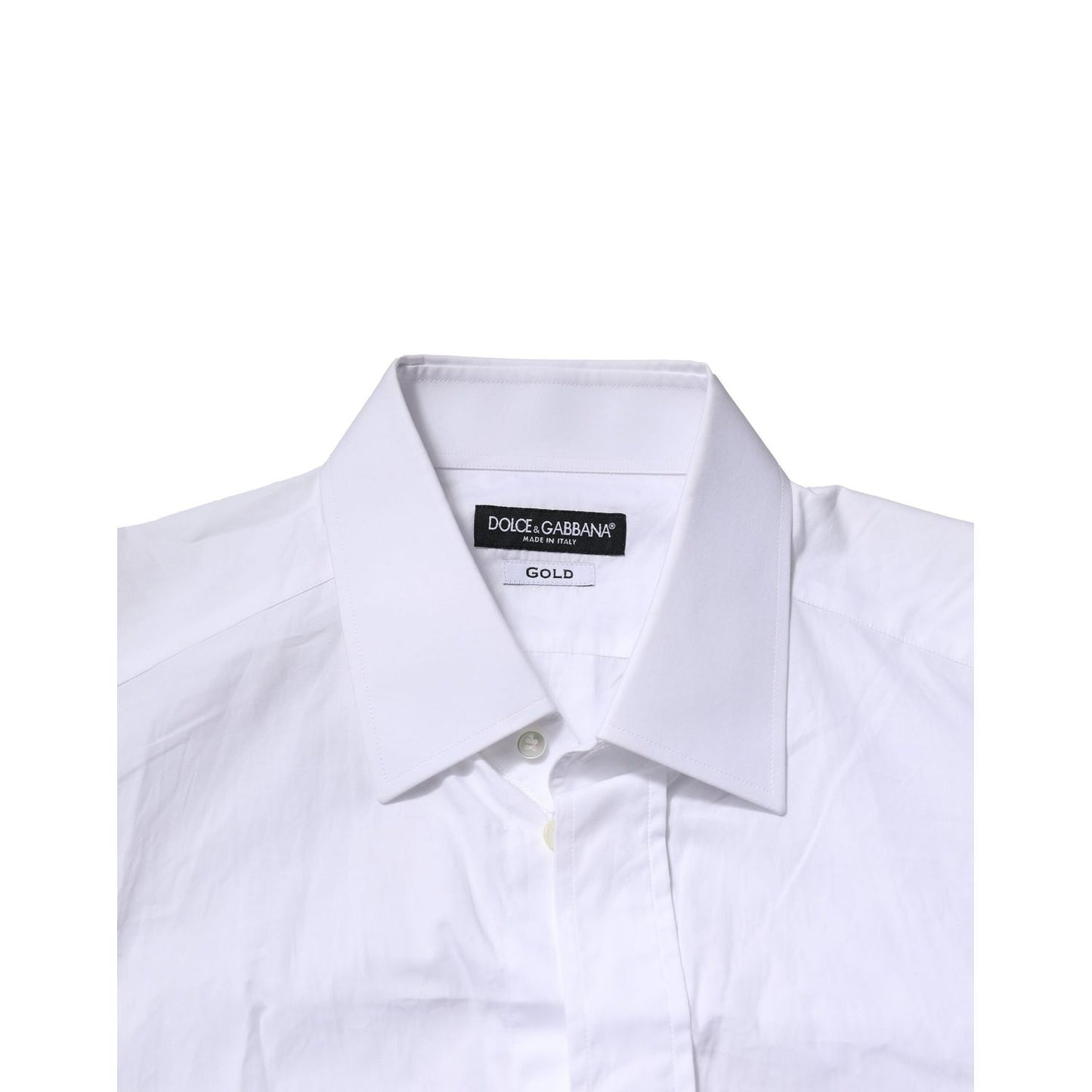 Dolce & Gabbana White GOLD Cotton Men Dress Formal Shirt