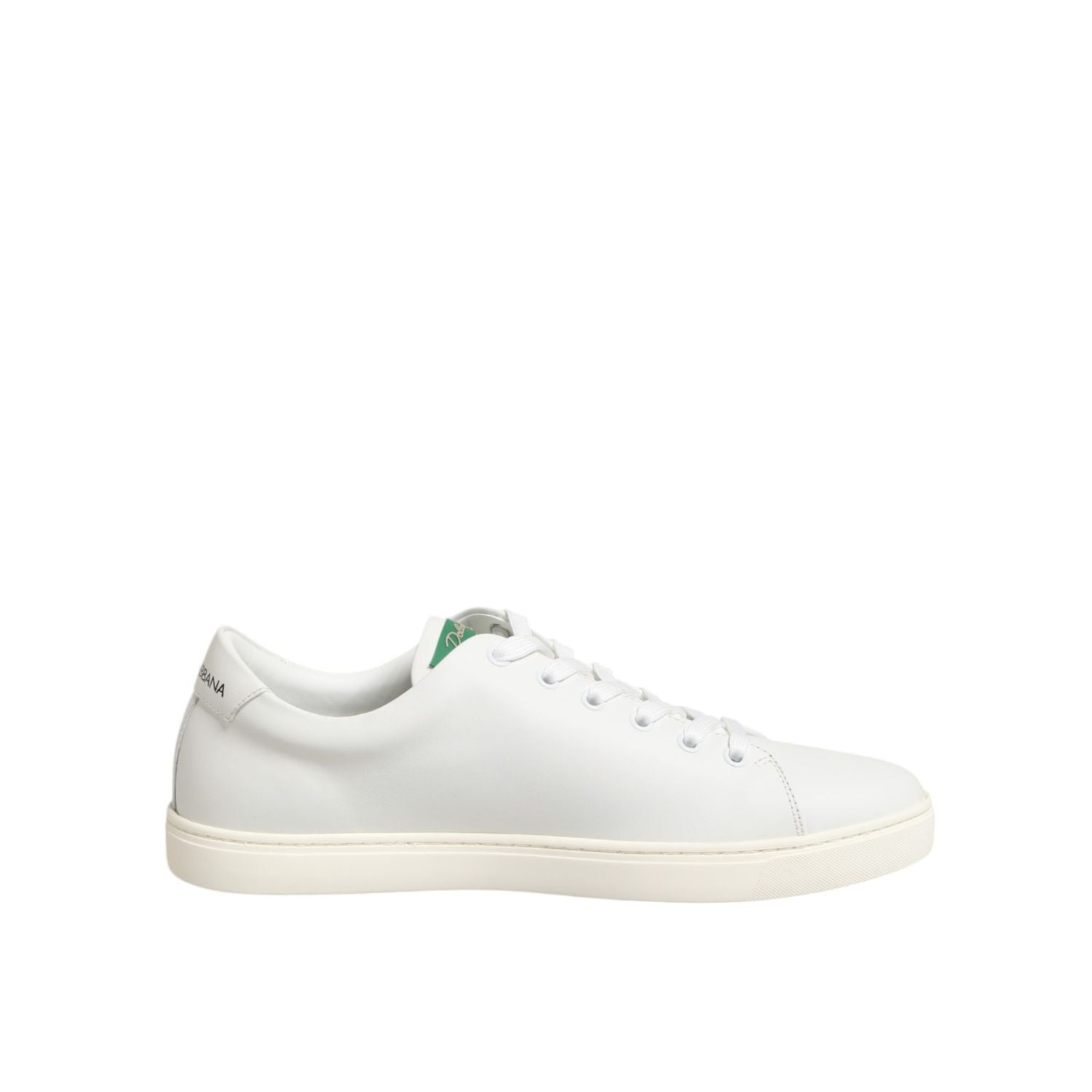 Dolce & Gabbana White Leather Rose Embroidery Low-Top  Shoes