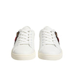 Dolce & Gabbana White Leather Sacre Heart Patch Sneakers Shoes with embroidered design