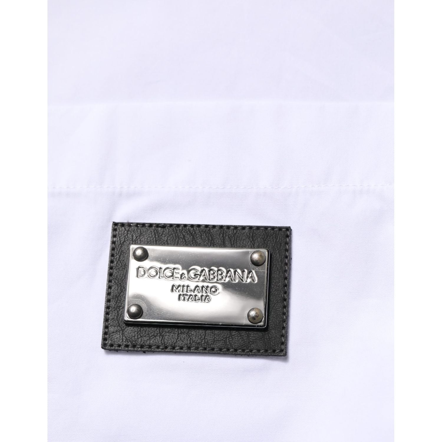 Dolce & Gabbana White Logo Plaque Collared Formal Dress  Shirt