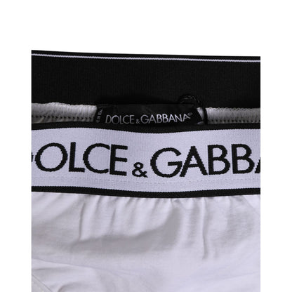 Dolce & Gabbana White Logo Waistband Modal Cotton Thong Underwear