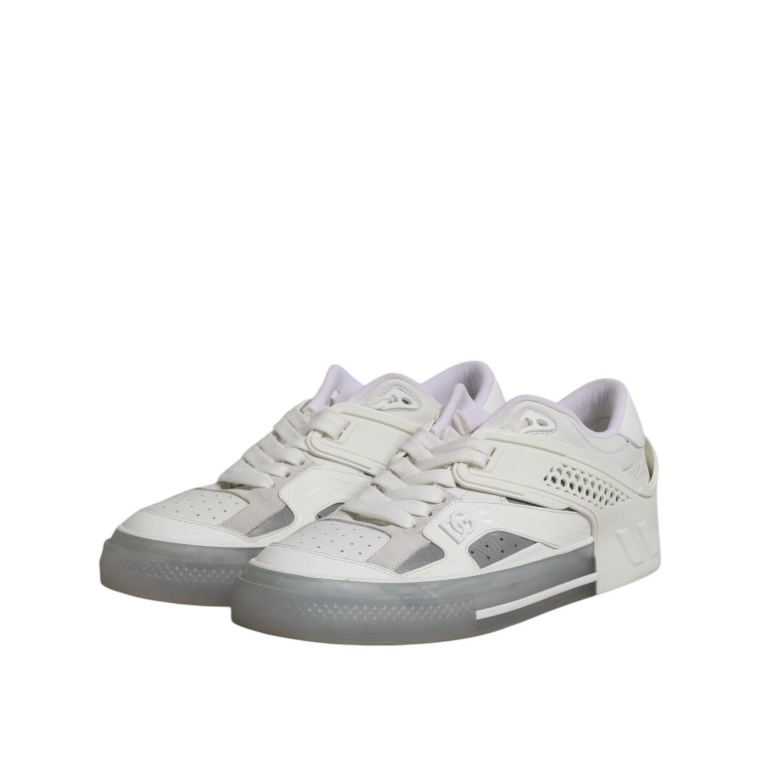 Dolce & Gabbana White Low Top DG Embossed Men Sneakers Shoes