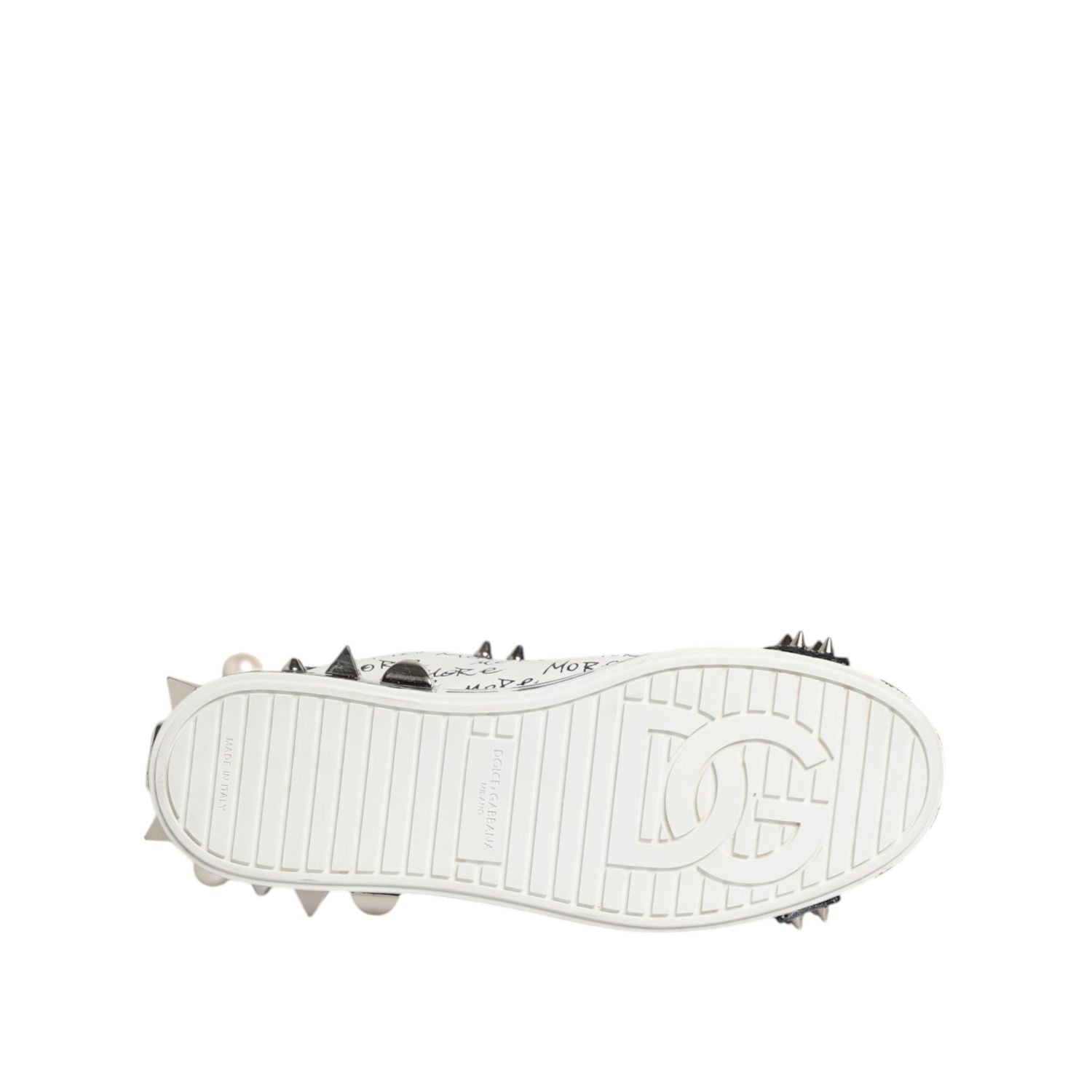 Dolce & Gabbana White Portofino Studded Men Sneakers Shoes