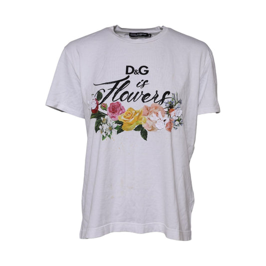 Dolce & Gabbana White Printed Cotton Short Sleeves T-shirt TSH90659-48