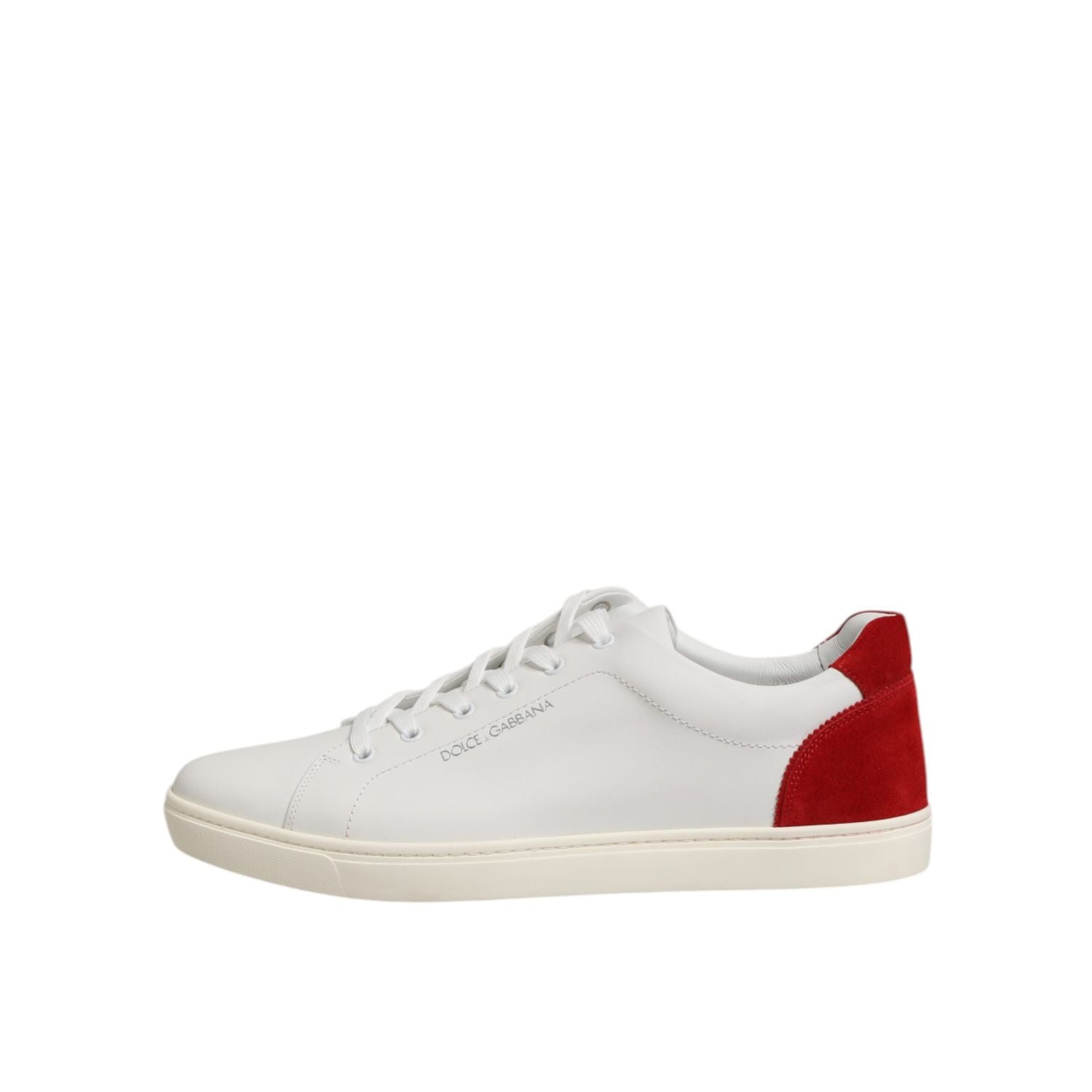 Dolce & Gabbana White Red Leather Low Top Men Sneakers Shoes
