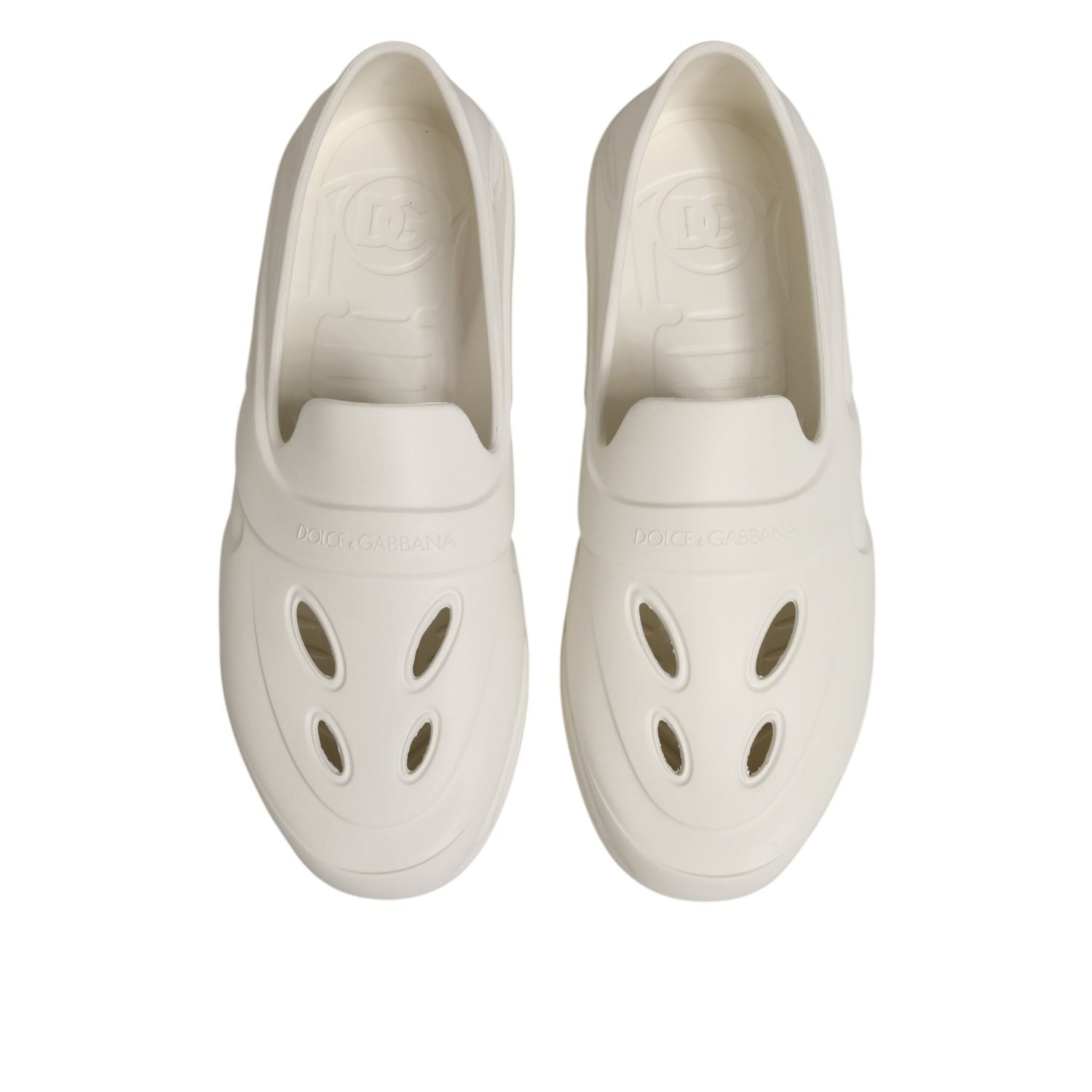 Dolce & Gabbana White Rubber Slides Low Top Sneakers Shoes