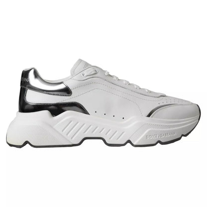 Dolce & Gabbana White Silver Leather Sport DAYMASTER Sneakers