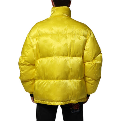 Dolce & Gabbana Yellow Nylon Logo Puffer Bomber Men Jacket