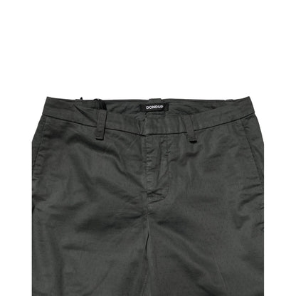 Dondup Dark Gray Cotton Mid Waist Skinny Men Chino Trouser Pants featuring a sleek silhouette and refined design for stylish outfits.