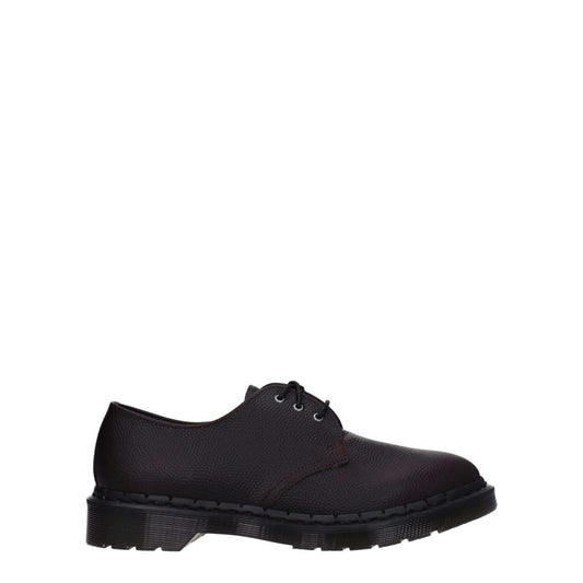 Dr. Martens Purple Leather Oxfords And Derbies, lace-up casual shoes with round toe, low flat heel, rubber sole, in violet leather.