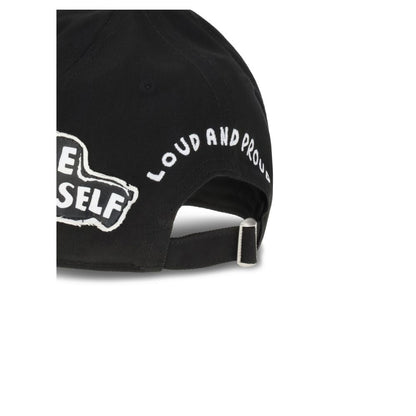 Dsquared² Black Cotton Cap (Baseball Hat) featuring bold lettering on the side and back with adjustable strap for a perfect fit.