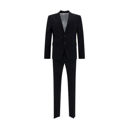 Dsquared² Blue Fleece Wool Two-Piece Suit featuring tailored jacket and trousers in virgin wool.