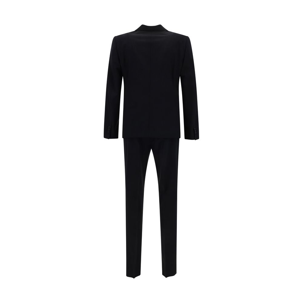 Rear view of Dsquared² Blue Fleece Wool Two-Piece Suit showcasing tailored design and classic silhouette.
